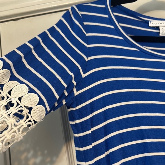 Notations Blue Asymmetrical Embellished Blouse - Picture 5 of 7